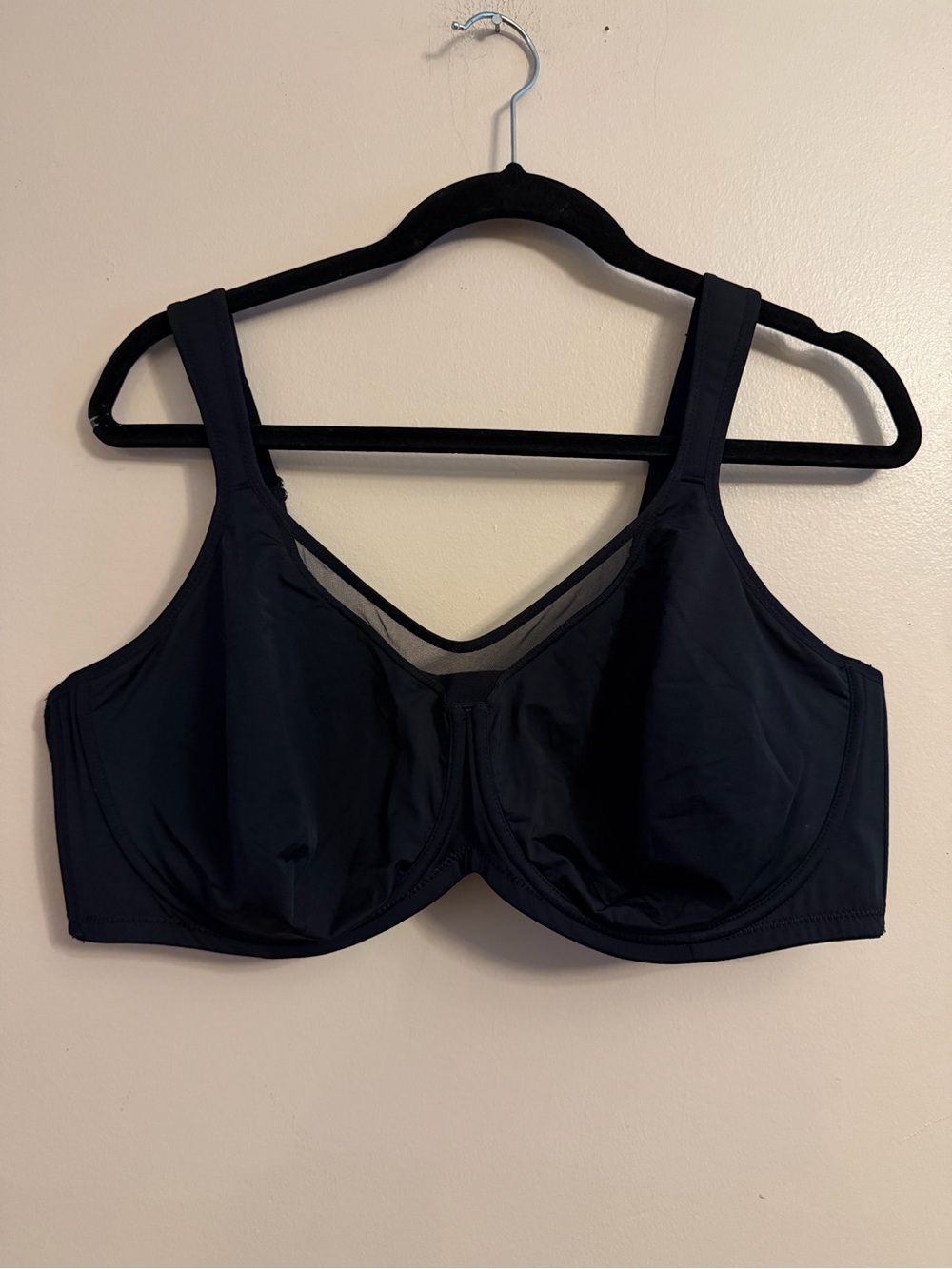 Supportive Black Underwire Bra with Sheer Mesh Accent